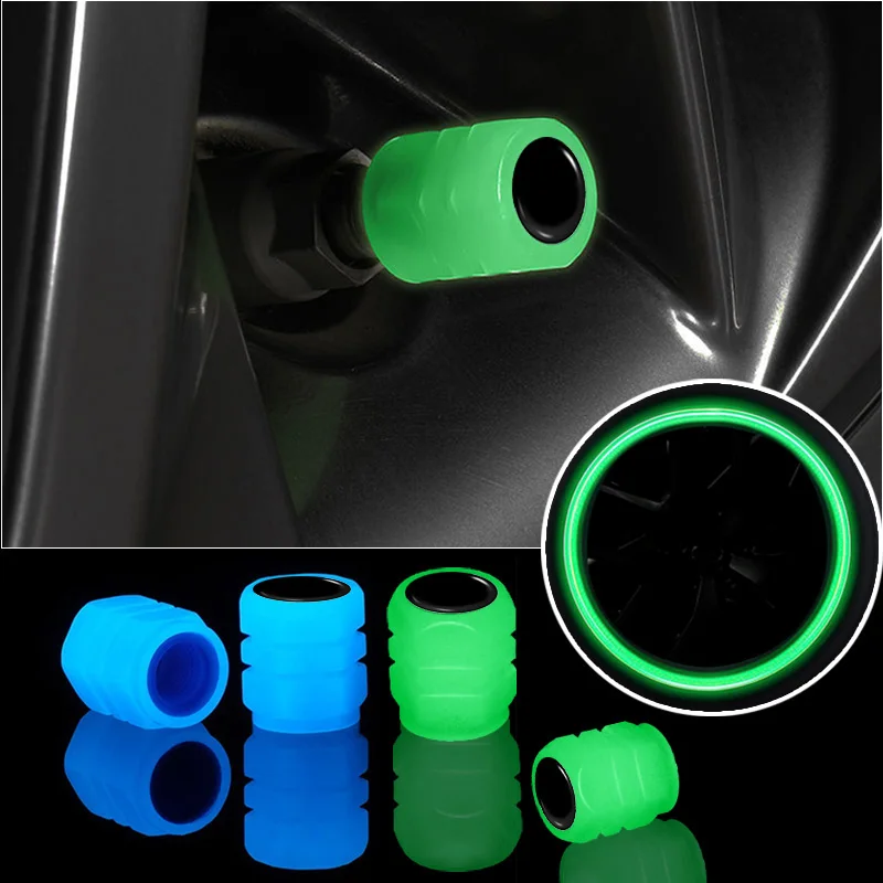 

4Pcs Car Tyre Luminous Valve Caps Fluorescent for Umbrella Corporation Tvirus Academy Cosplay Funko Corp Pen Car Accessories