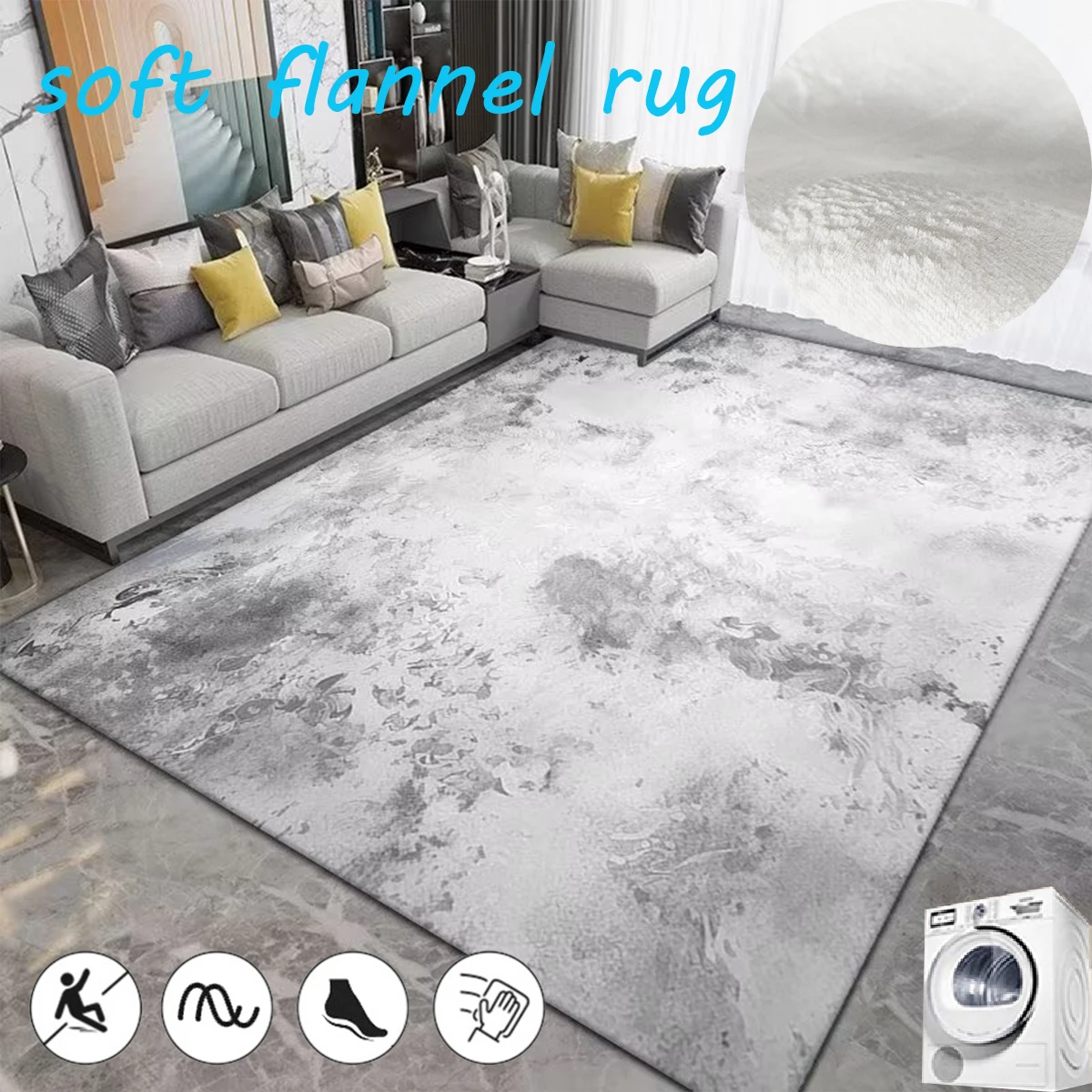 

Rectangular Flannel Carpets for Living Room Soft Non-slip Rugs for Bedroom Decor Wabi-sabi Cloakroom Carpet Washable Lounge Mat