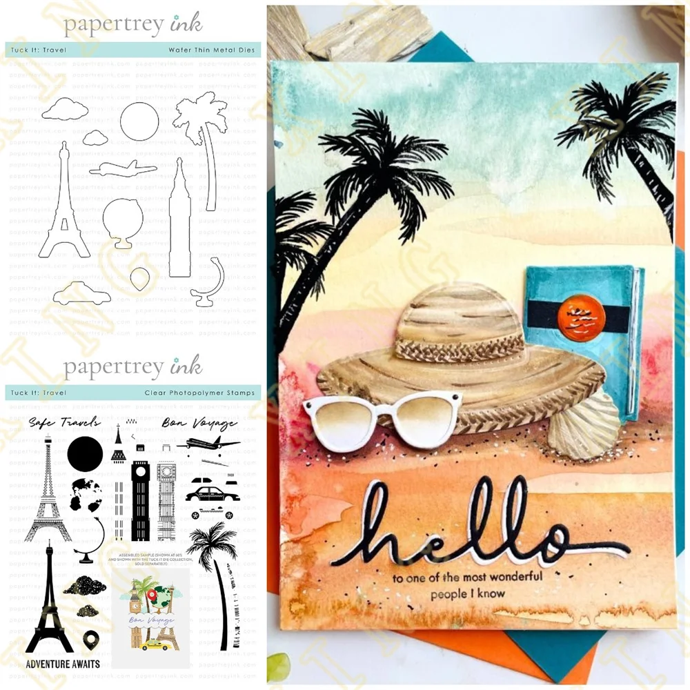 

Tuck It: Travel New Metal Cutting Dies Clear Stamps Scrapbook Diary Decoration Embossing Template DIY Greeting Card Handmade