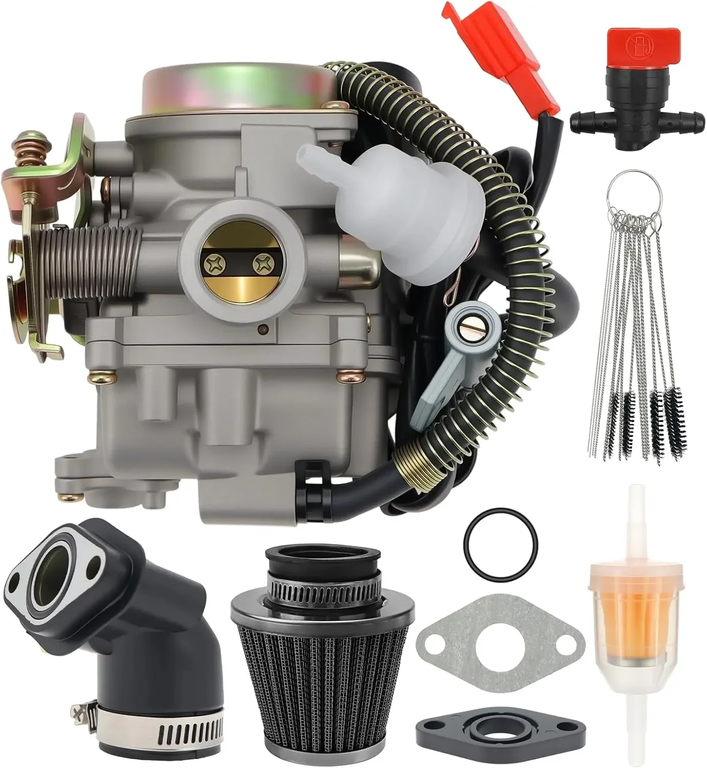Фото Карбюратор GY6 50CC для мопедов и скутеров Taotao Go Kart 49CC 50CC 80CC 139QMA 139QMB 4-тактный 18ММ с воздушным фильтром №1
