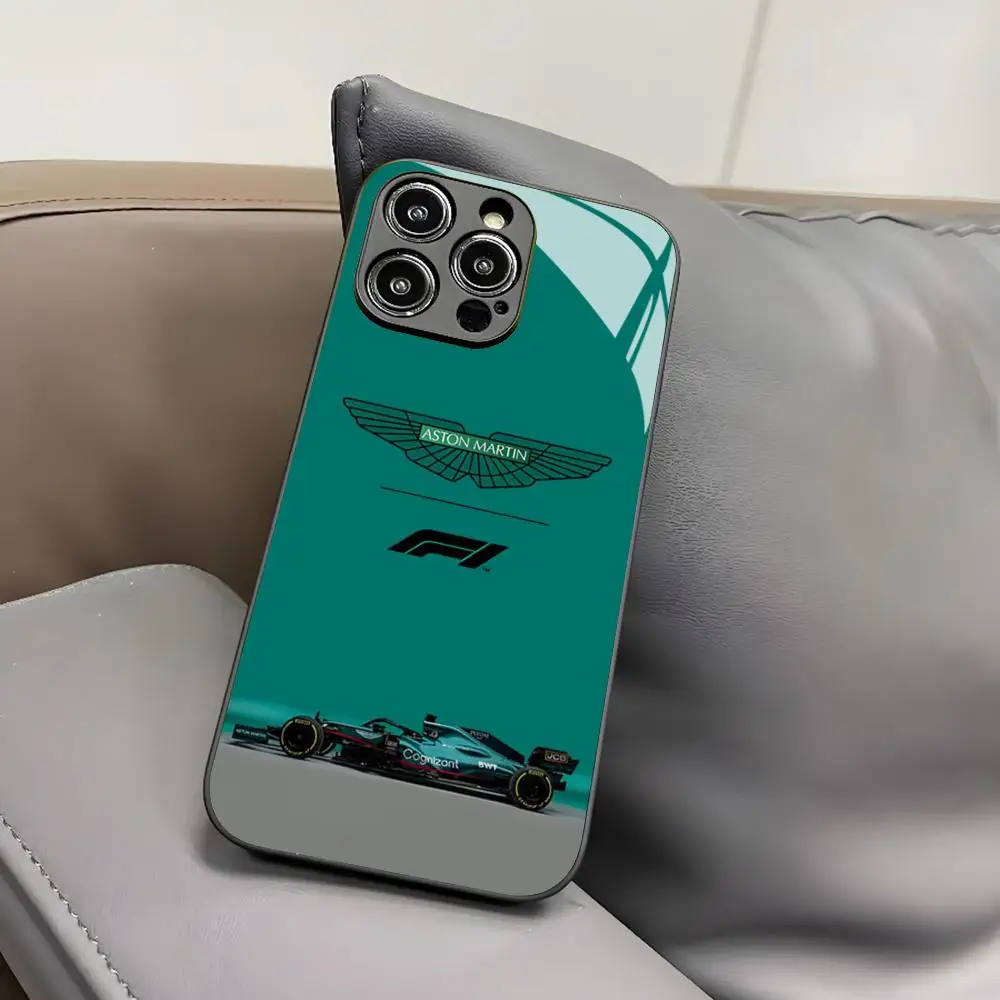 Фото Чехол для телефона Aston Martin F1 для Iphone 16, 15, 14, 12, 11, 13 Pro Max Mini 8 X Xr Xs Puls, черный стеклянный чехол №3