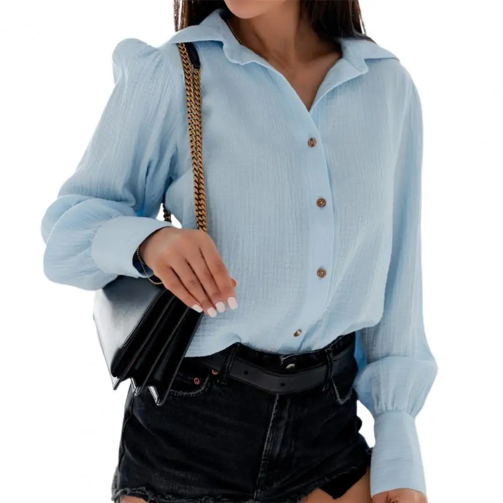 

Women Shirt blusas Womens Blouses Casual Tunic Blusas Solid Turn-down Collar Single-breasted Casual Spring Blouse for Women