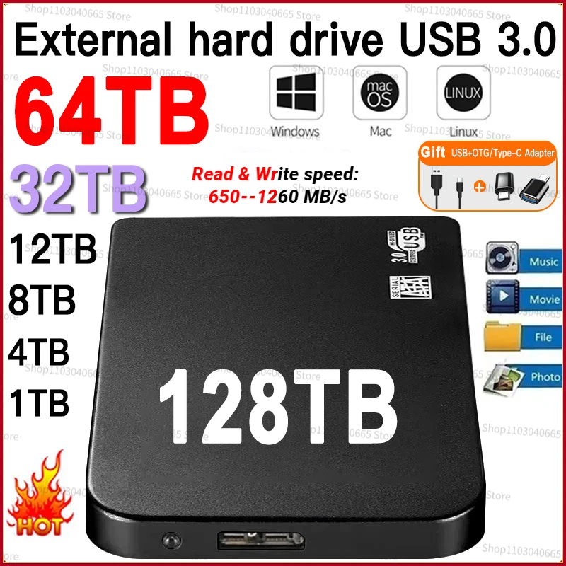 

Original External Hard Drive 2TB High-Speed SSD 1TB Portable External Ssd Hard Disk Solid-State Disk Hard Drive For Laptop MacPC