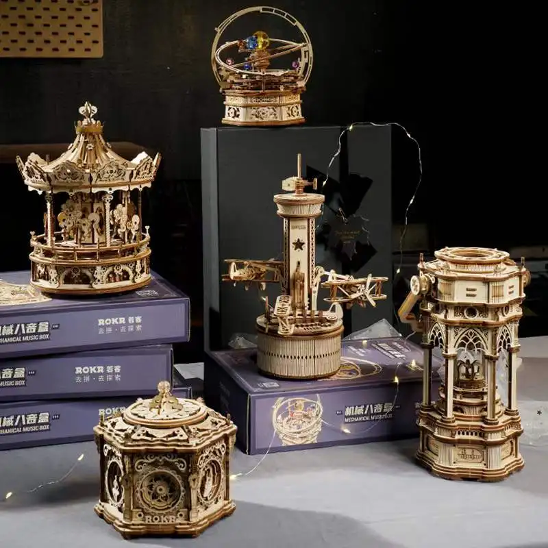 

Music Box 3D Wooden Puzzle Game Assembly Model Building Kits Toys for Children Kids Birthday Gifts Handmade DIY Classical Music