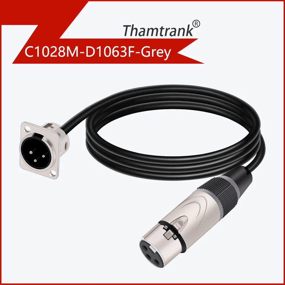 

D-образный 3Pin папа/мама XLR Панельное крепление со штекером/гнездом проходной аудио Удлинительный кабель Без припоя для профессиональных объектов