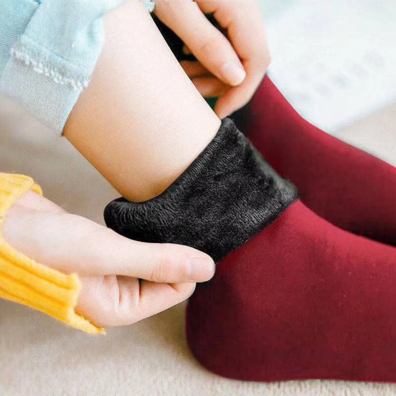 8Pairs/Lot Women Men Winter Warm Thicken Wool Cashmere Snow Socks Velvet Thermal Sleep Solid Color Floor Sock Skin Seamless Soft