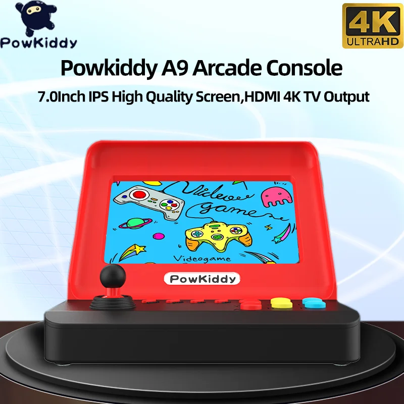 Powkiddy A9 New Arcade Video Game Console 7Inch HD IPS Big Screen Joystick Retro Arcade TV Gaming Console 11Simulators Kids Gift