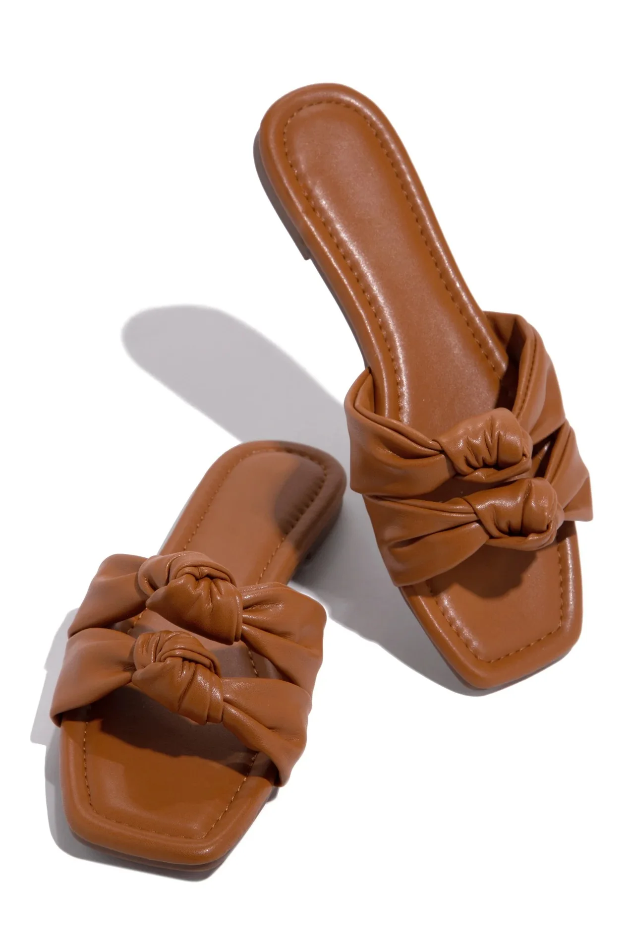 

Женские шлепанцы с бантом, сандалии на плоской подошве, с квадратным носком, уличные пляжные Повседневные Удобные тапочки, лето 2022