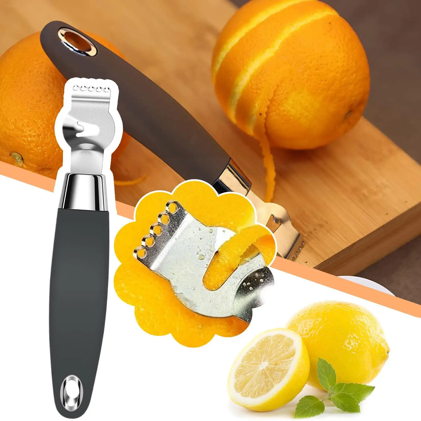 New Steel Lemon Zester Citrus Grater Lime Accessories Gadgets Bar Tool Knife Fruit Kitchen Zest Peeling V8I9 |