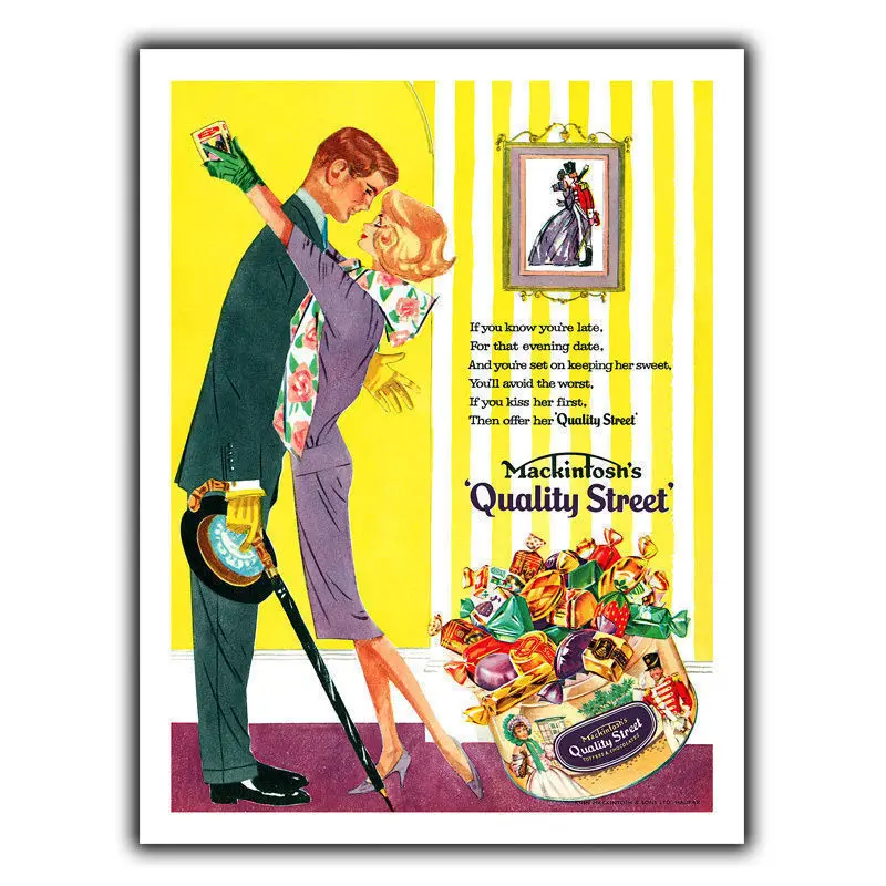 

QUALITY STREET SWEETS SIGN METAL WALL PLAQUE Vintage Advert Kitchen Decor print