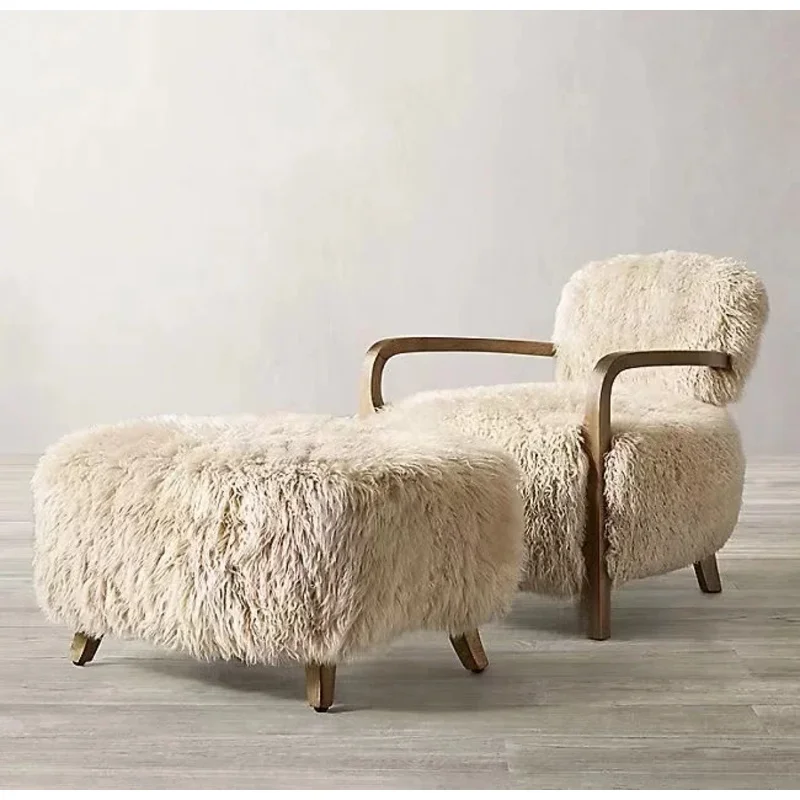 Runxi Yeti кресло из овчины для отдыха стул ткани кожаная обивка мебель гостиной дома