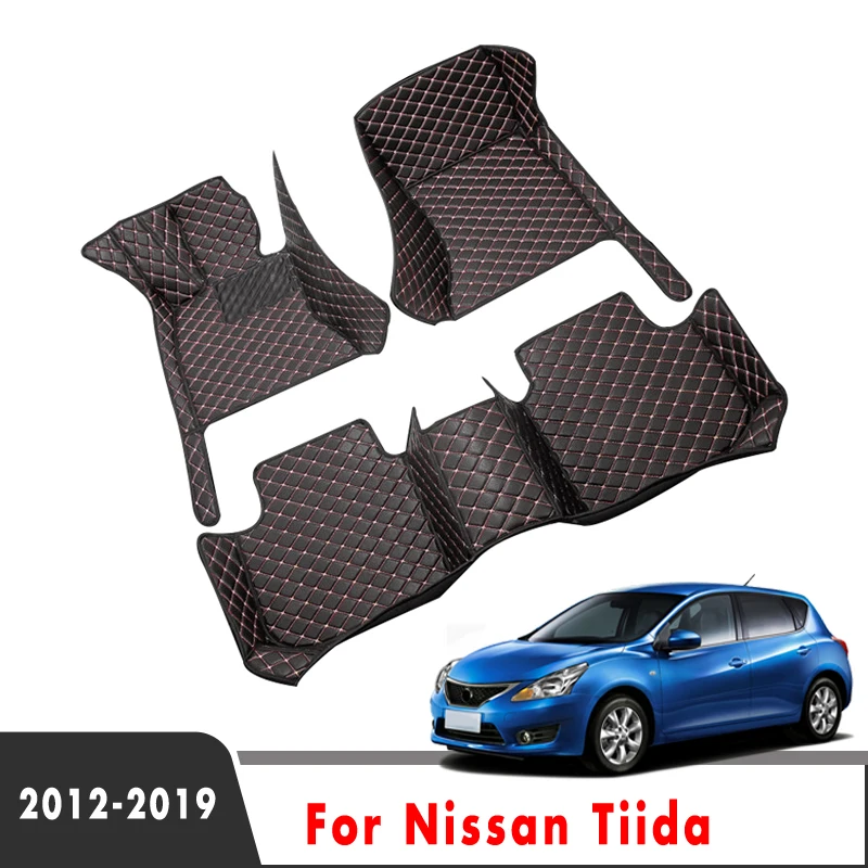 

Автомобильные коврики для Nissan Tiida 2020, 2019, 2018, 2017, 2016, 2014, 2013, 2012, кожаные автомобильные коврики, водонепроницаемые защитные чехлы