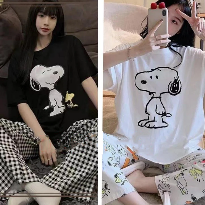 Новинка кавайная мини-Пижама Snoopy полако Микки Минни с короткими рукавами длинные