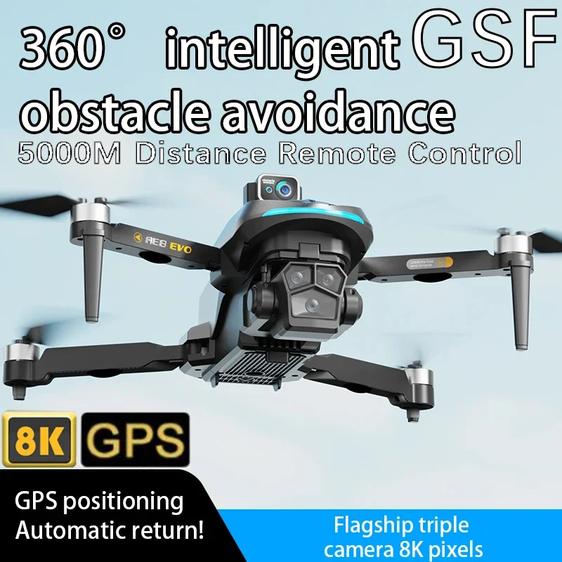 

GSF AE8 EVO GPS NEW Drone 8K Profesional Dual HD Camera RC Helicopter Distance 5KM Brushless Obstacle Avoidance Quadcopter Toy