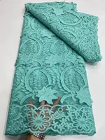 hot sale teal green 3d lace fabric 5 yards for african nigeria lady dress sewing fabric embroidered wedding party skirt ly604