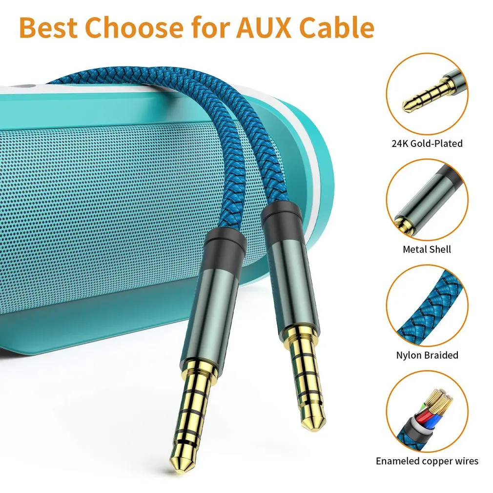 

For Phone Earphone 1.5m/3m 3.5mm AUX Cable Audio Cable 3.5mm Jacks Speaker Cable Round Flat Braided Wire Cord Audio Data Cable
