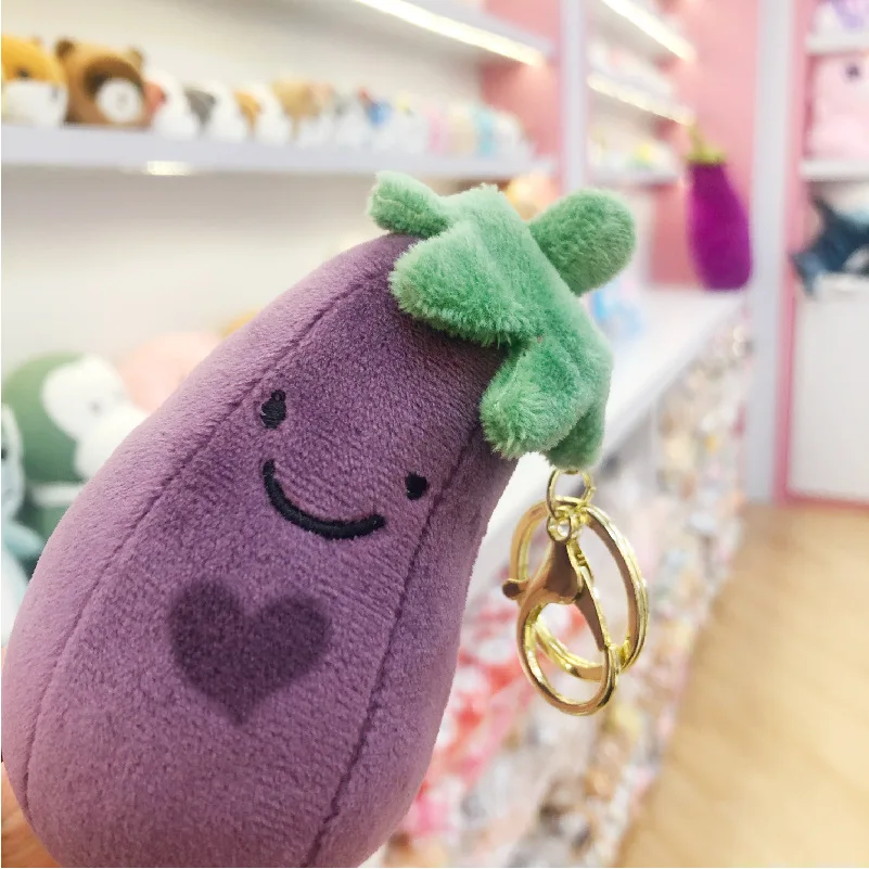 

Брелок для ключей в виде баклажана, милая плюшевая кукла, мягкий брелок для ключей, милая детская Успокаивающая игрушка для детей, подарок на день рождения