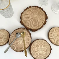 round solid wood coaster retro wood pile pp heat insulation mat table mat non slip mat cocktail decoration table mat