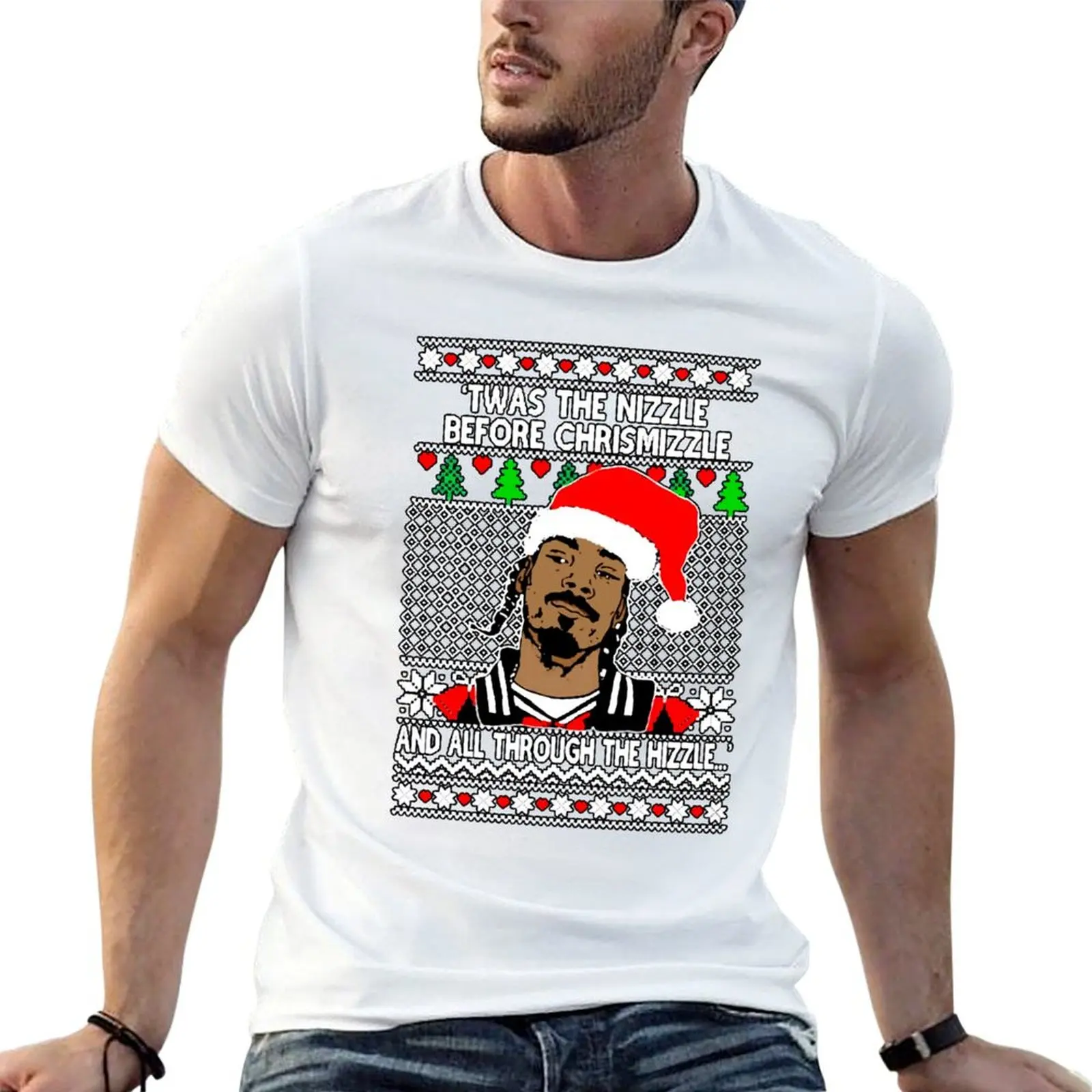 Фото Twas The Nizzle Before Chrismizzle And All Through The Hizzle, I Love This, Trending T-Shirt Work Duty Casual T-Shirt №1