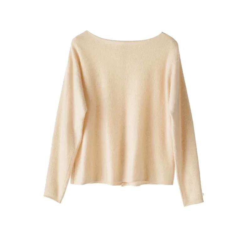 Женский кашемировый свитер из овечьей шерсти трикотажный кардиган с круглым