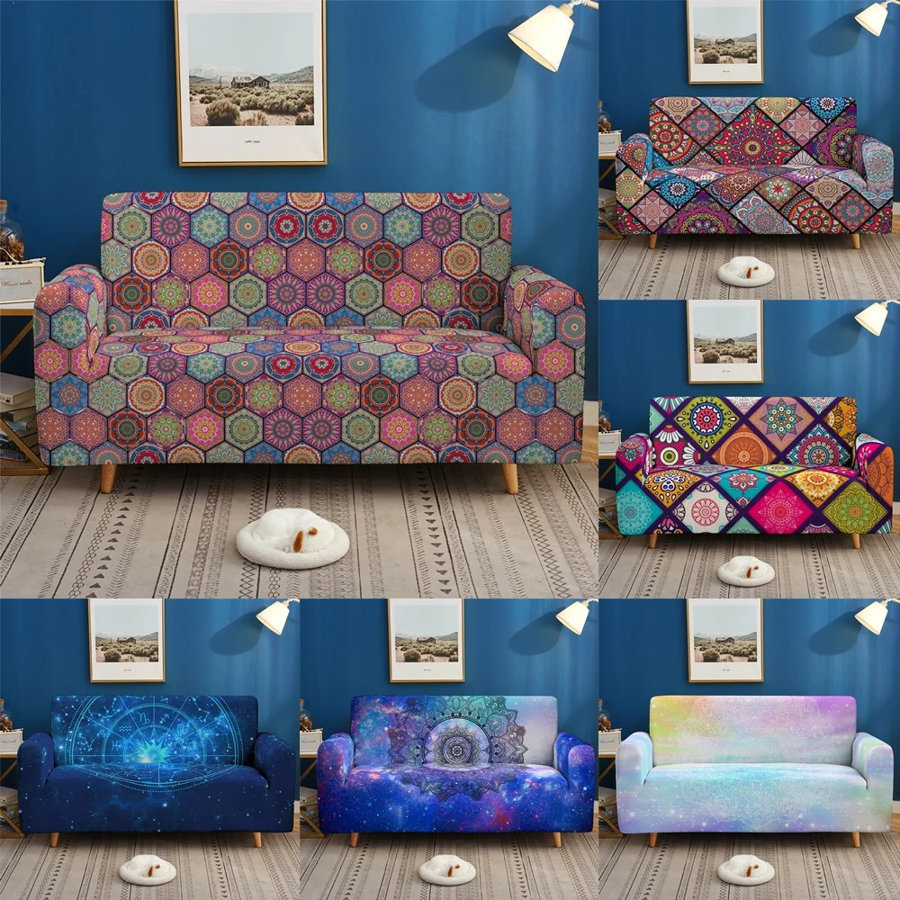 

Bohemia Mandala Elastic Sofa Cover for Living Room Stretch Couch Cover Boho Non-Slip Sofa Slipcover Protector 1/2/3/4 Seat