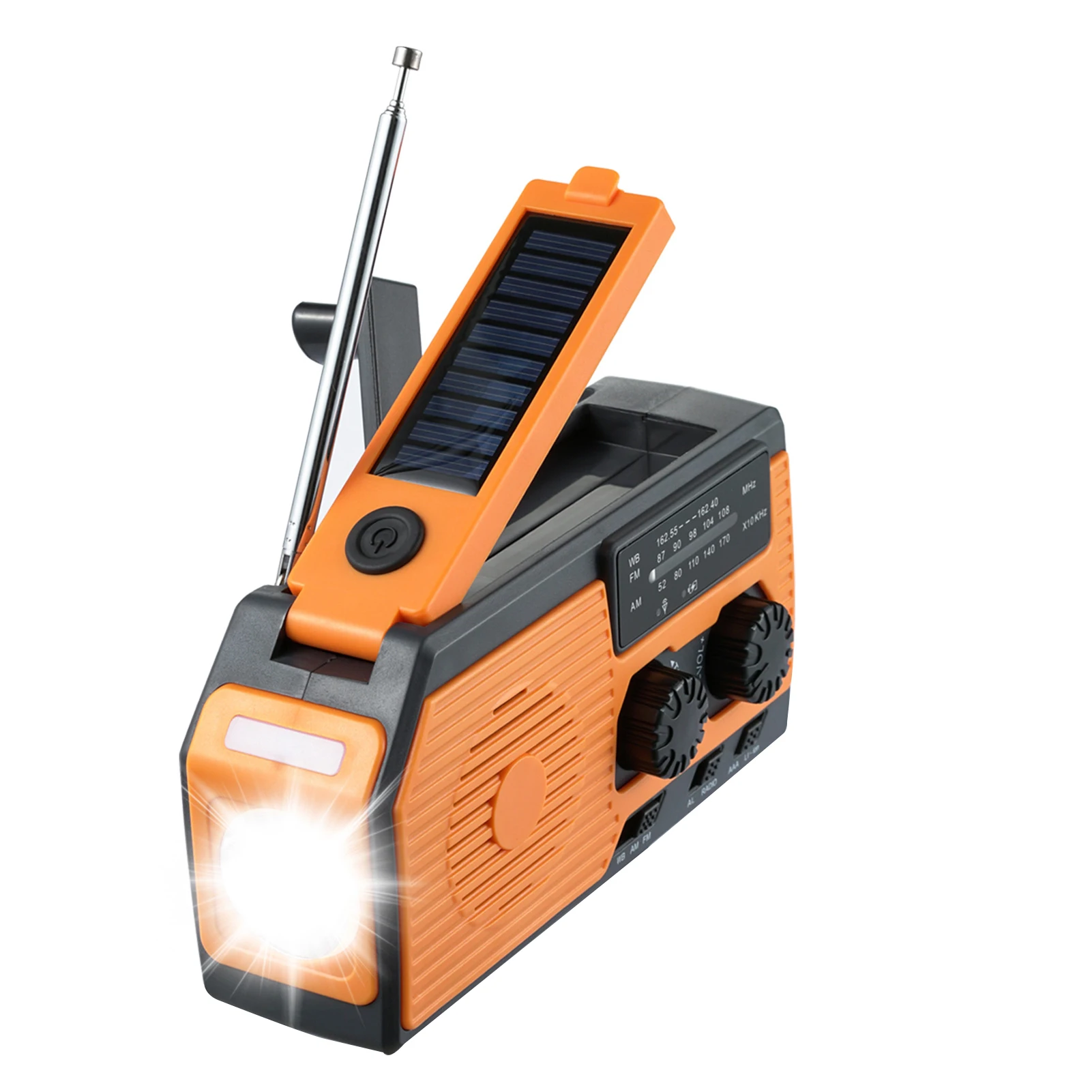 

Emergency Weather Radio AM/FM | Hand Crank Solar Charging Multifunctional Power Bank Waterproof Battery Alarm LED Flashlight