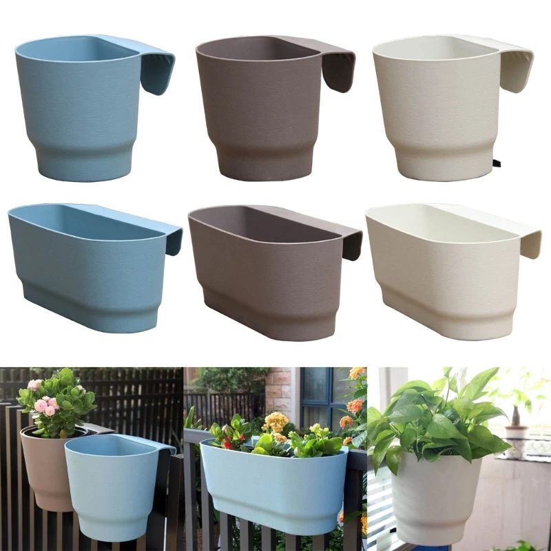 

Semi Circular Wall Hanging Planters Railing Flower Plastic Pots Baskets Suitable for Balcony Fence Garden Outdoor Indoor