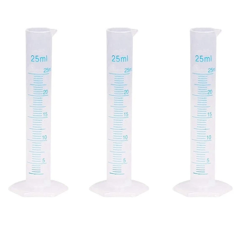 

3X Measuring Cylinder Plastic Graduated Tube Tool For Lab(25Ml)