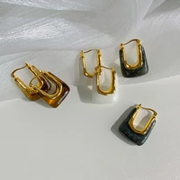 square acrylic resin drop earrings geometric amber transparent hoop earrings vintage ear buckle party unusual jewelry for women