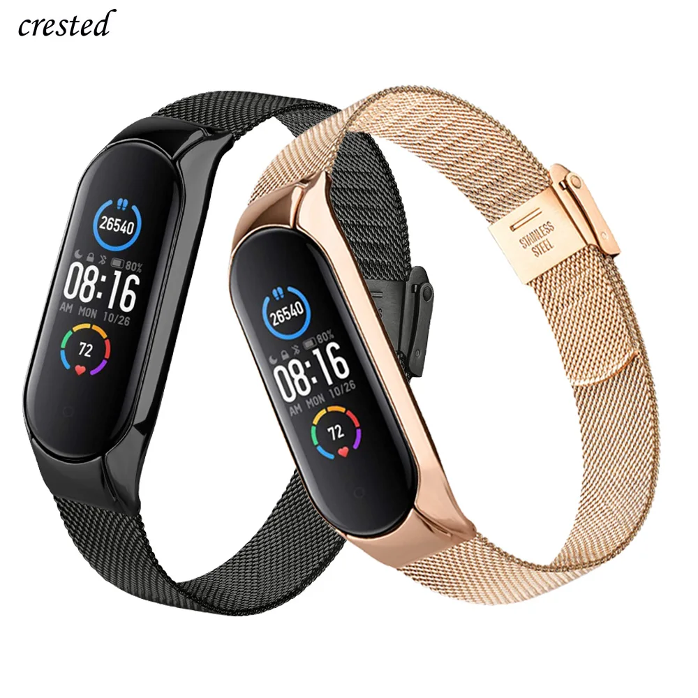 

Strap for Xiaomi Mi Band 6 bracelet stainless steel metel watch wristband Correa Miband band6 band4 for Xiaomi mi band 3 4 5 6 7