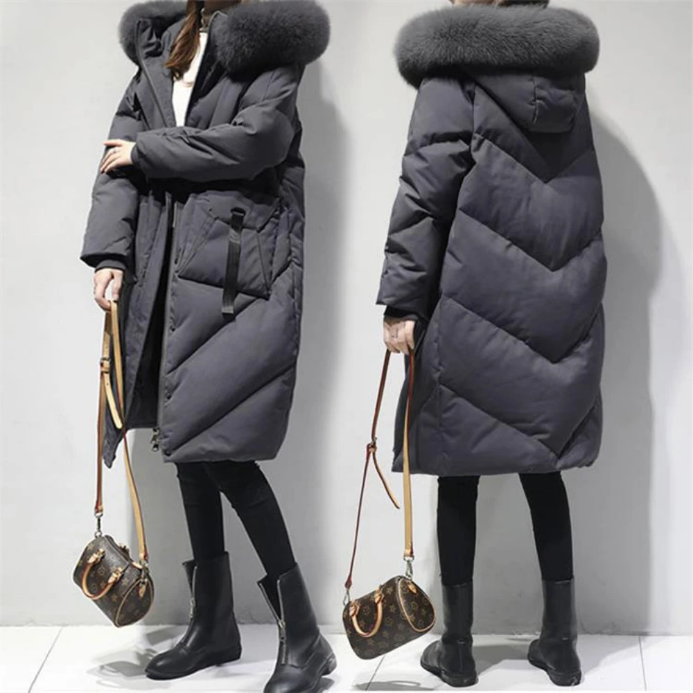 2022 Winter Clothes Medium and Long Large M-6XL Down Jacket Padded Jacket Large Fur Collar Thick Warm Fashion Jacket