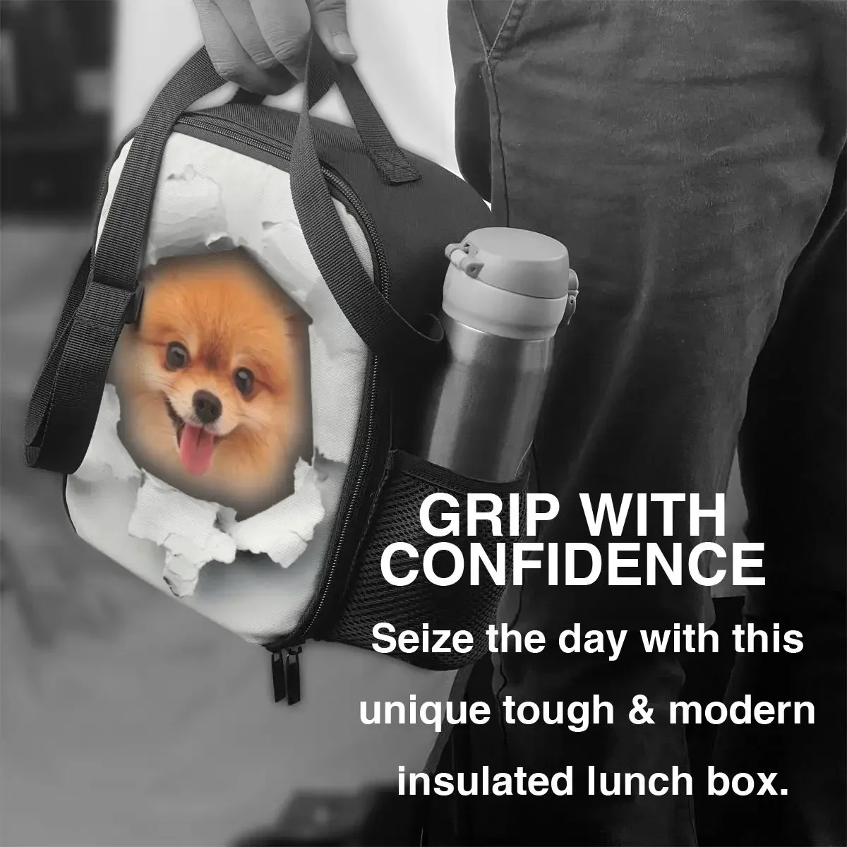 Сумка для ланча с изображением милой Померанской собаки отверстиями школы и