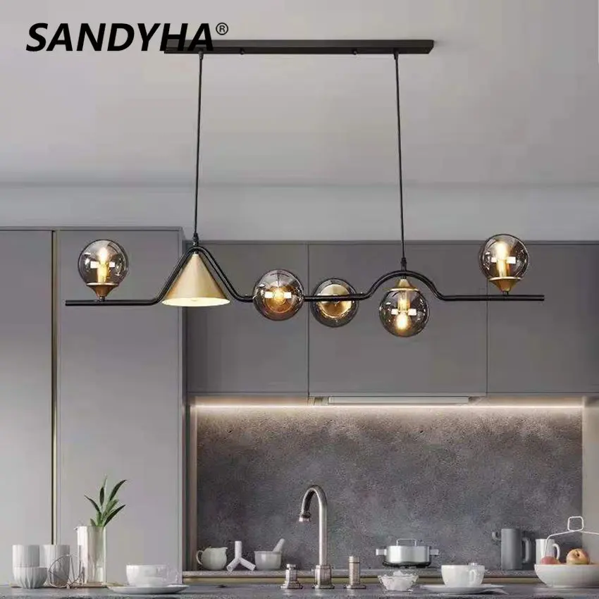 SANDYHA Nordic Chandelier Glass Ball Luxury Decor Habitacion Living Dining Room Lustre Salon Design Luxe Ceiling Hanging Lights