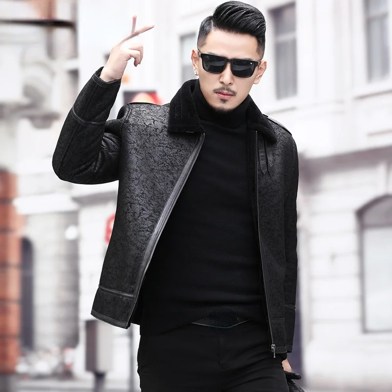 

100% Genuine Leather Jackets Fashion Black Woolen Liner Sheepskin Coats Plus Size 5XL 2023 Winter Chaquetas Hombre Gmm