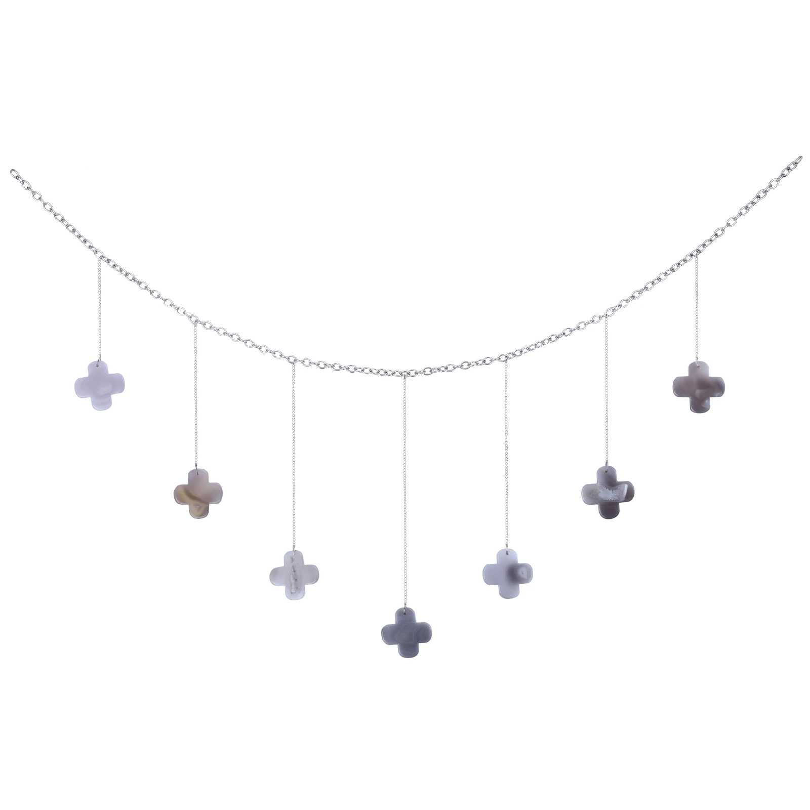 Geometric Cross Heart Shaped Natural Agate Slices Hanging Ornament Chains For Bedroom Living Room TV-Wall Photo Wall Home Decor