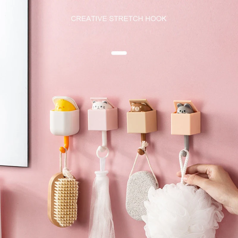 

1 PCS Creative Cat Hook Seamless Cute Dormitory Bedroom Door Hangers Hooks Key Umbrella Towel Cap Coat Rack Wall Decoration