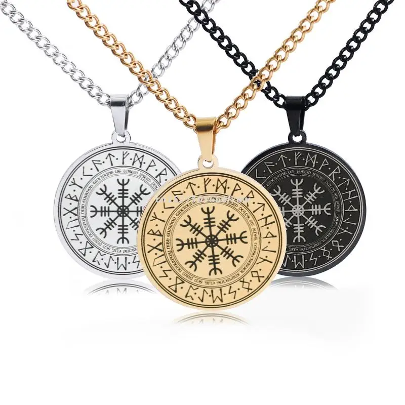 

Magical Stave Compass Rune Amulet- Necklace Runic Circle Pendant Diamond Grade