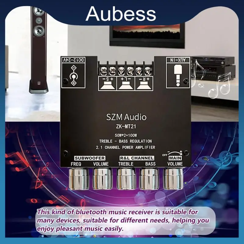 

Black Stable Power Amplifier Board Mini Amp Amplificador 5.0 Subwoofer Theater Audio Dc12-24v Aux