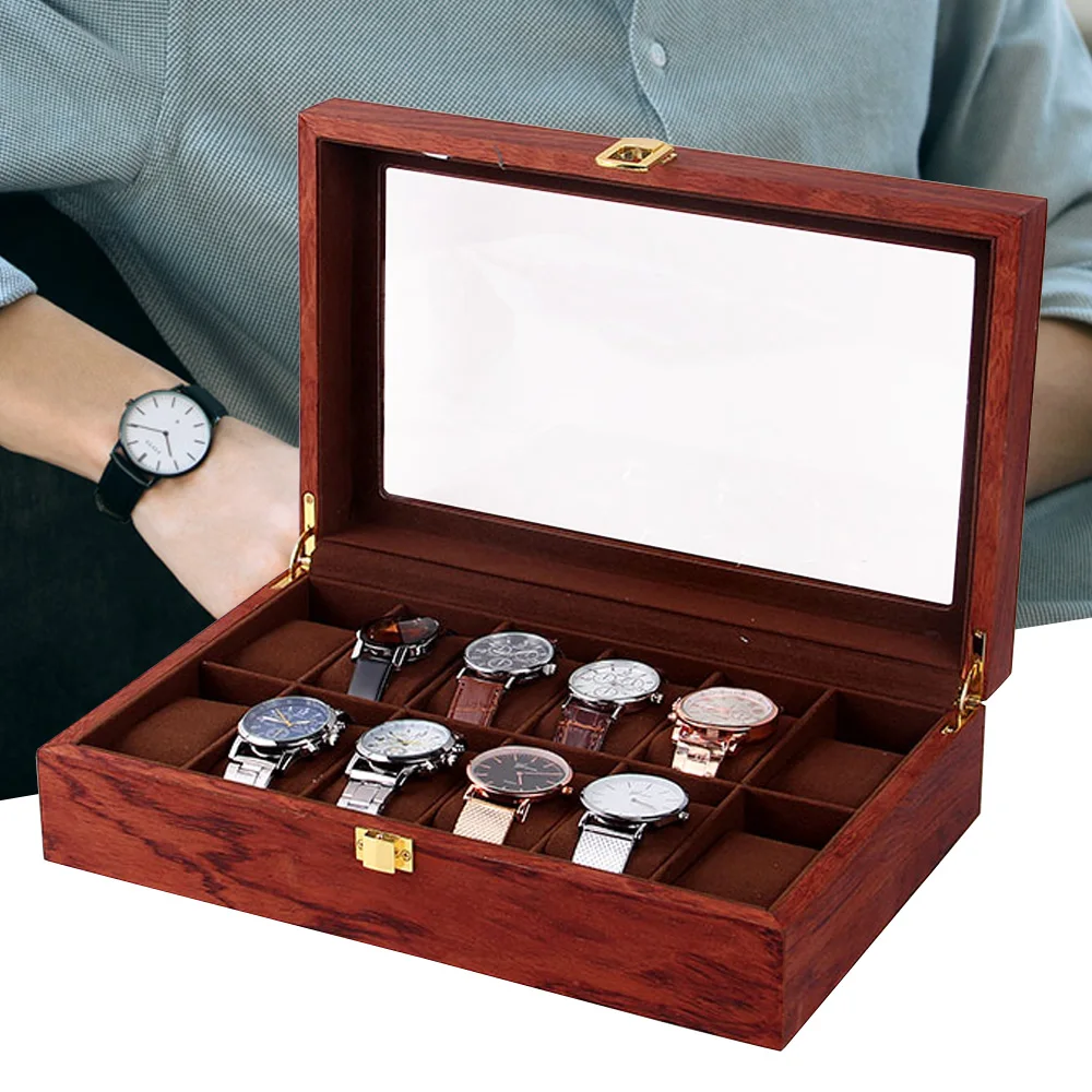 

12 Slots Vintage Wooden Watch Box Display Organizer Jewelry Storage Case