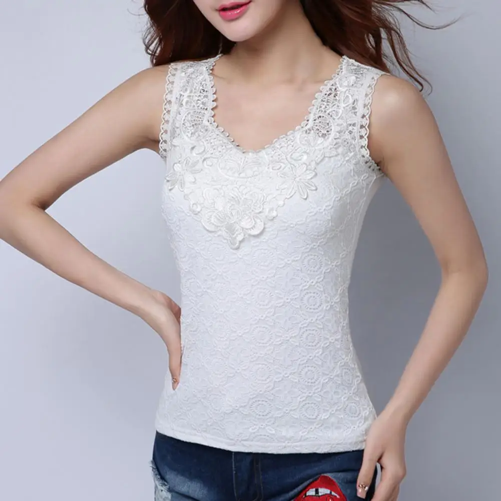 

Sleeveless Women Vest Temperament Charming Flower Embroidery Tank Top Female Clothing Lace Blouse Summer Tube Top Lady Underwear