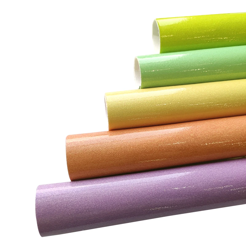 

XHT-22061 Candy Color Mirror Smooth Surface Shiny Glitter PU Faux Leather Fabric Roll for Making Earring Bag Decoration Craft