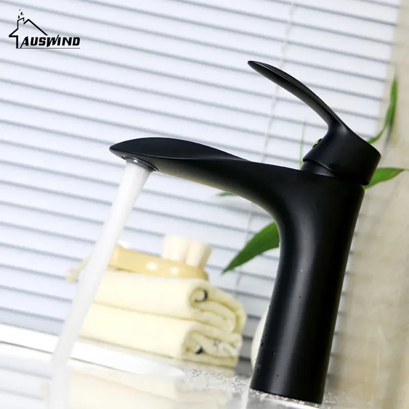 AUSWIND смеситель для раковины антикварный с одним отверстием роскошный черный в