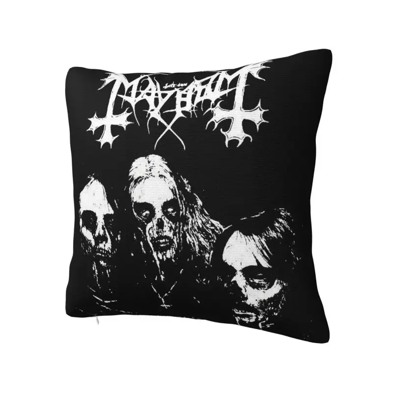 Черный металлический чехол для подушки Mayhem Band на заказ квадратная напольная