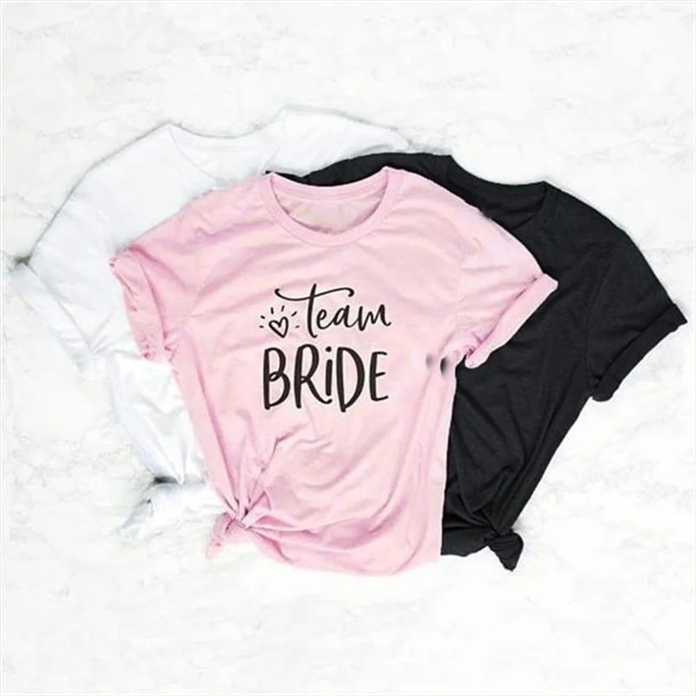 

Новая модная футболка с коротким рукавом для женщин, футболка с надписью Team Bride, женские топы с открытыми плечами