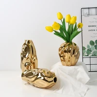gold plated ceramic vase ball shaped model room wedding decoration flower arrangement home living room ornaments