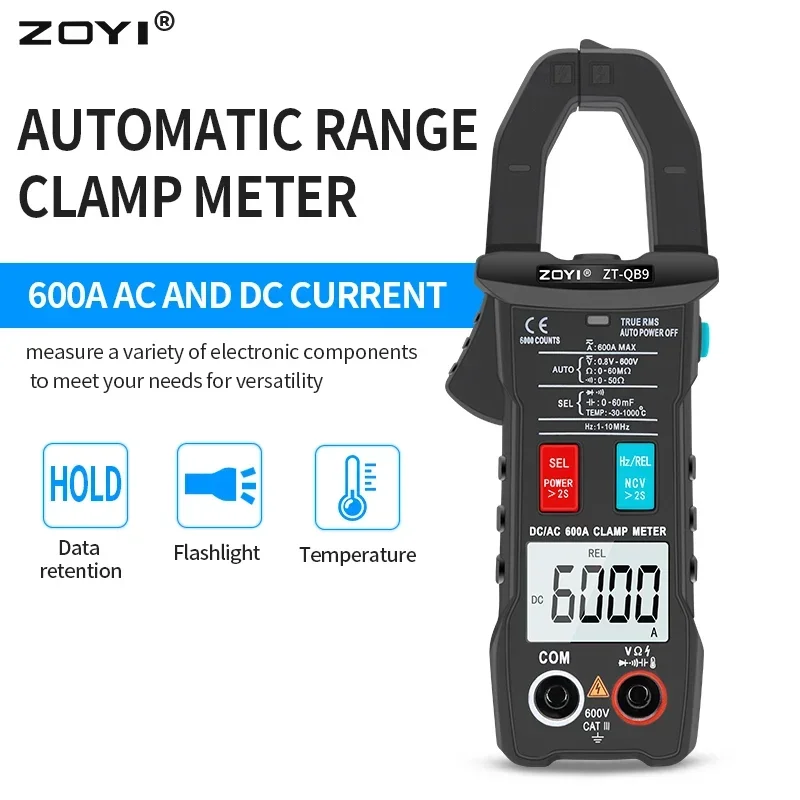 Цифровые клещи Zoyi постоянного/переменного тока ZT-QS9 T-RMS