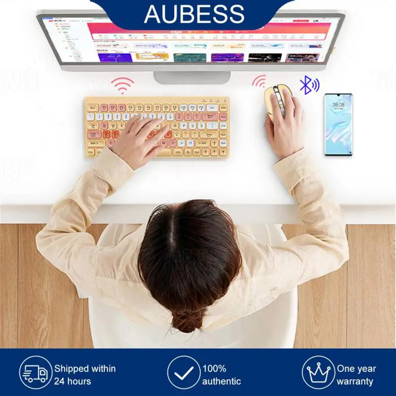 

Беспроводные компьютерные аксессуары клавиатура и мышь с внешним подключением