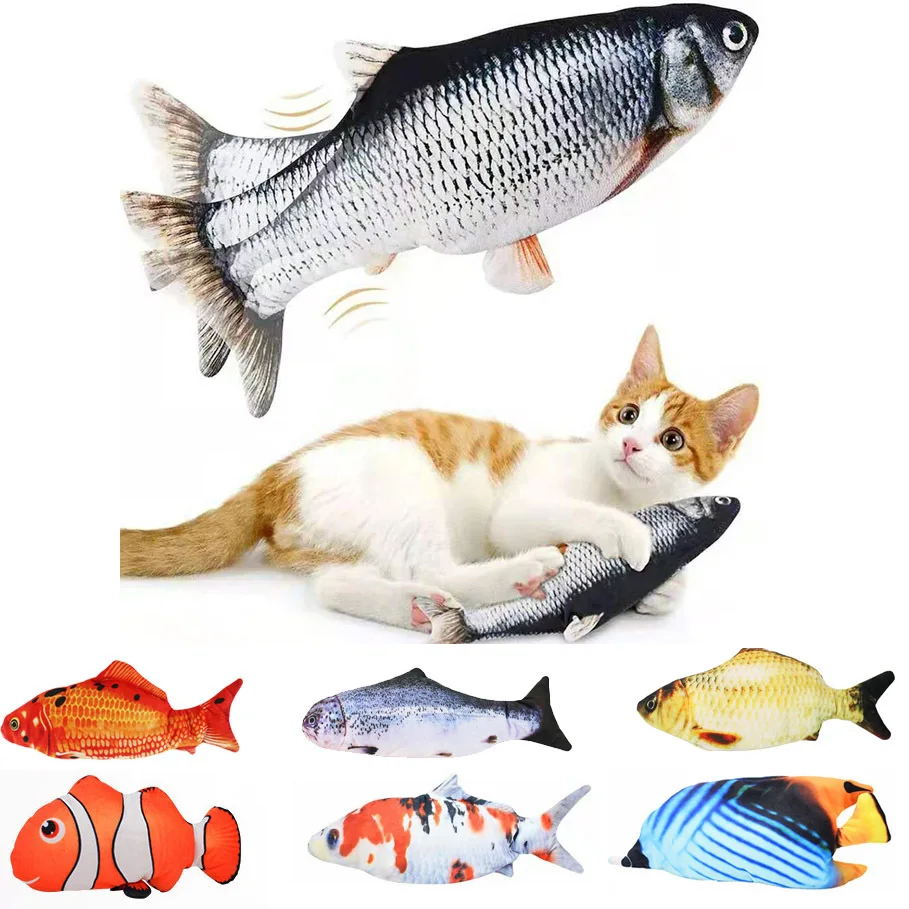 Funny cat USB charger toy fish interactive electric floppy fish cat toy realistic pet cat bite toy pet supplies cat and dog toy