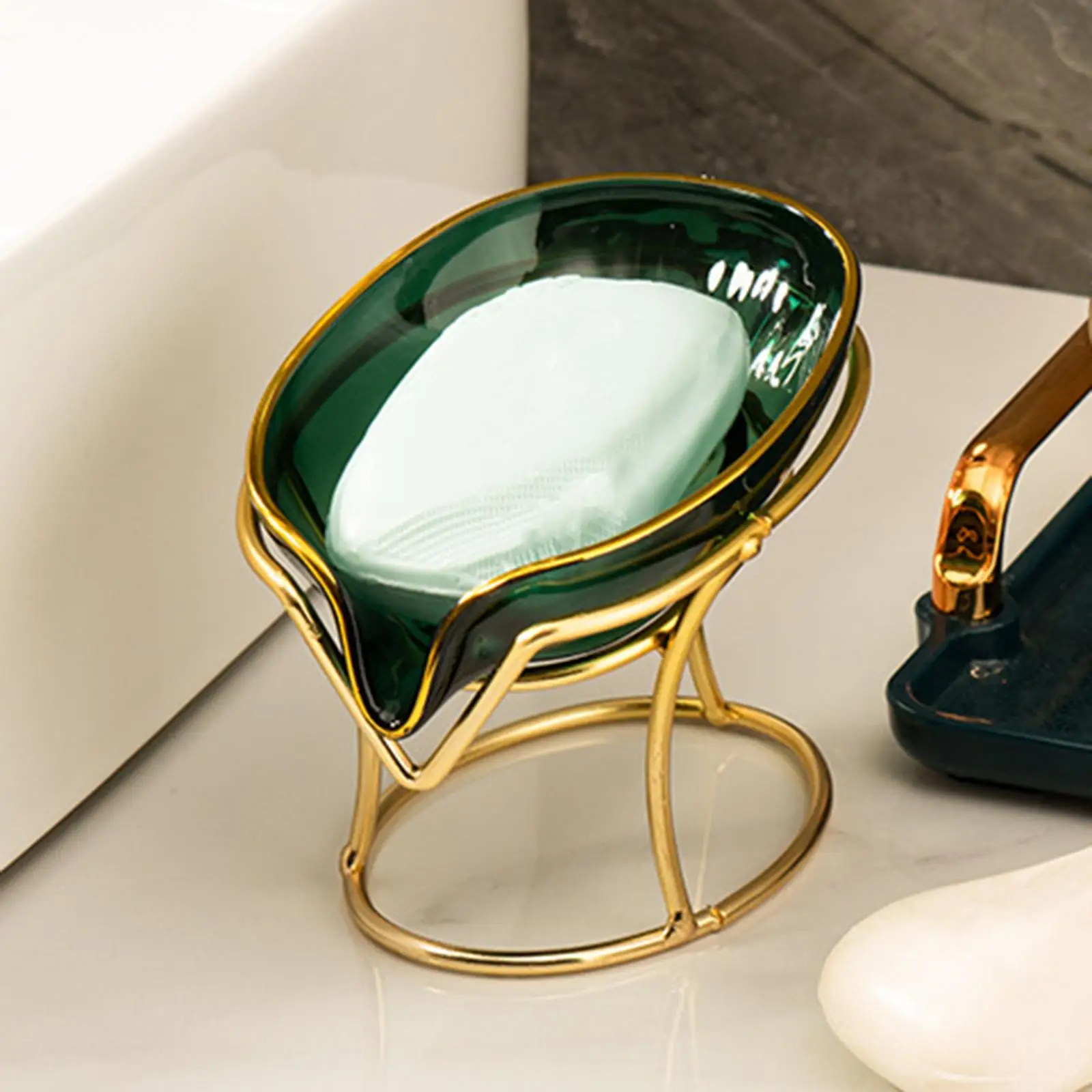 

Dish with Iron Stand Container Drain Tray Sink Decorative