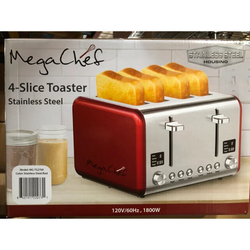 

4 Slice Toaster In Stainless Steel Red Home Appliance Bread Maker